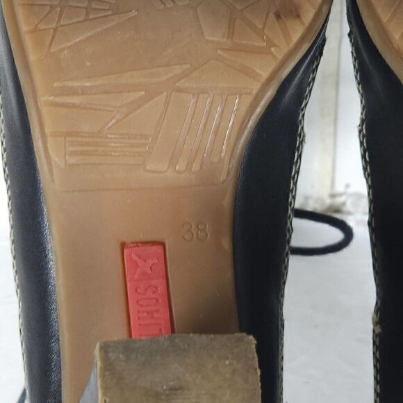 Pikolinos Women's US7-7,5 EU38 Java Black Leather Peep Toe Slingback Sandals - Picture 14 of 16